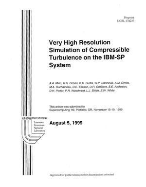 Very High Resolution Simulation of Compressible Turbulence on the IBM-SP System