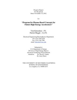 Program for Plasma-Based Concepts for Future High Energy Accelerators