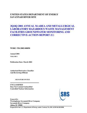 3Q/4Q 2001 Annual M-Area and Metallurgical Laboratory Hazardous Waste Management Facilities Groundwater Monitoring and Corrective-Action Report - Annual 2001 - Volumes I and II