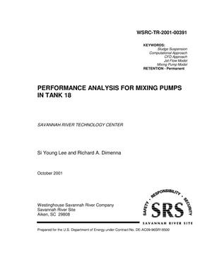Performance Analysis for Mixing Pumps in Tank 18