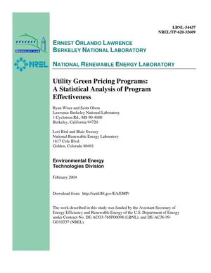 Utility green pricing programs: A statistical analysis of program effectiveness