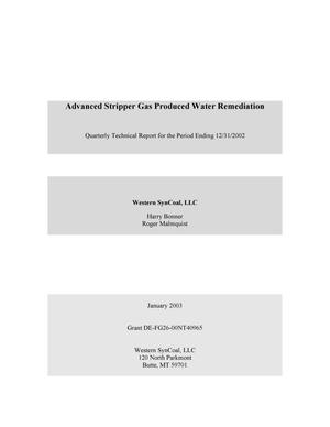 Primary view of object titled 'Advanced Stripper Gas Produced Water Remediation, Quarterly Technical Report: October-December 2002'.