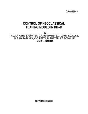 Control of Neoclassical Tearing Modes in Diii-D