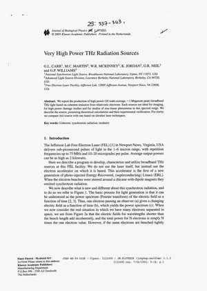 Very high power THz radiation sources
