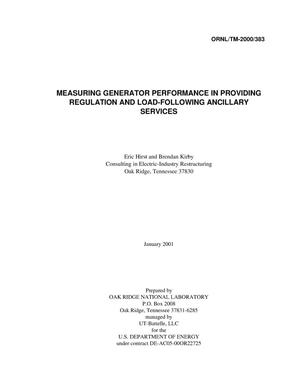 Measuring Generator Performance in Providing Regulation and Load-Following Ancillary Services