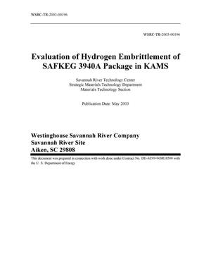 Evaluation of Hydrogen Embrittlement of SAFKEG 3940A Package in KAMS