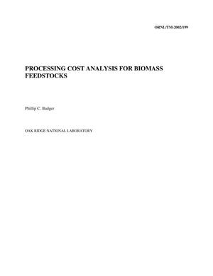 Processing Cost Analysis for Biomass Feedstocks