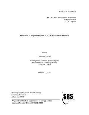 Evaluation of Proposed Disposal of 331-M Standards in Trenches
