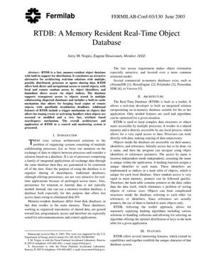 RTDB: A memory resident real-time object database