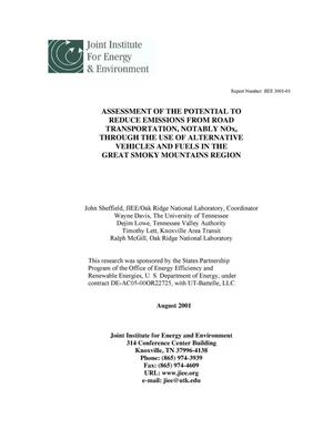 Assessment of the Potential to Reduce Emissions from Road Transportation, Notably NOx, Through the Use of Alternative Vehicles and Fuels in the Great Smoky Mountains Region