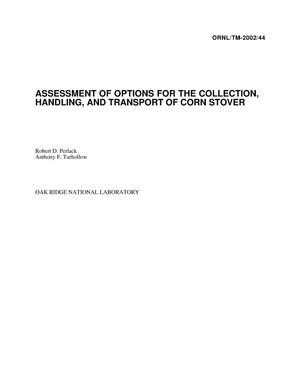 Assessment of Options for the Collection, Handling, and Transport of Corn Stover