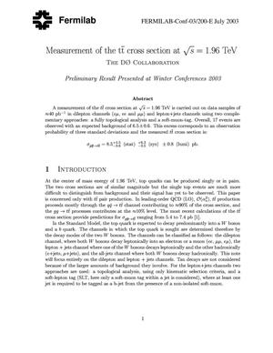 Measurement of the t{bar t} cross section at {radical}s = 1.96 TeV