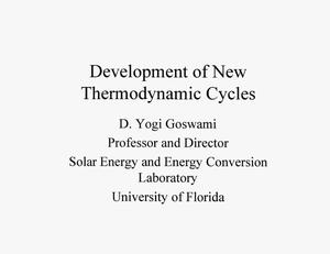 Development of New Thermodynamic Cycles