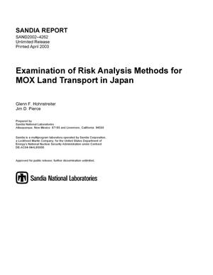 Examination of Risk Analysis Methods for MOX Land Transport in Japan