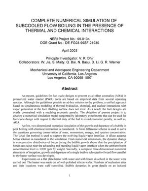 Complete Numerical Simulation of Subcooled Flow Boiling in the Presence of Thermal and Chemical Interactions