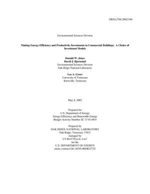 Making Energy-Efficiency and Productivity Investments in Commercial Buildings: Choice of Investment Models