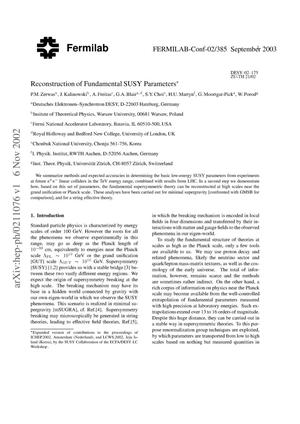 Reconstruction of fundamental SUSY parameters