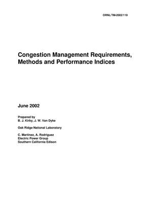 Congestion Management Requirements, Methods and Performance Indices