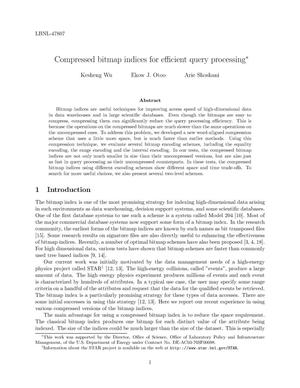 Compressed bitmap indices for efficient query processing