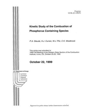 Kinetic Study of the Combustion of Phosphorus Containing Species