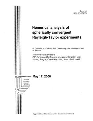 Numerical Analysis of Spherically Convergent Rayleigh-Taylor Experiments
