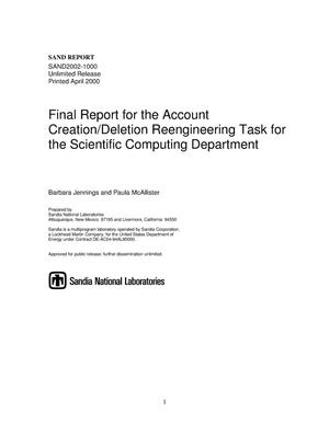 Final Report for the Account Creation/Deletion Reenginering Task for the Scientific Computing Department