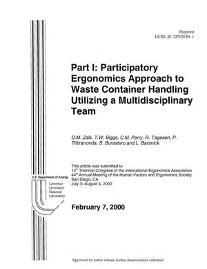 Part 1: Participatory Ergonomics Approach to Waste Container Handling Utilizing a Multidisciplinary Team