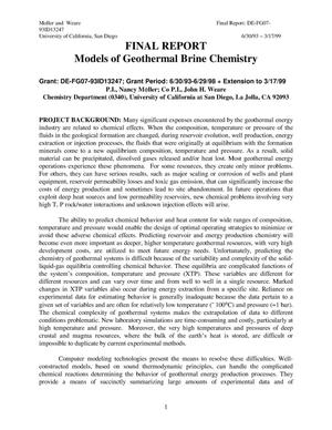 Models of Geothermal Brine Chemistry