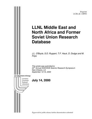 LLNL Middle East and North Africa and Former Soviet Union Research Database