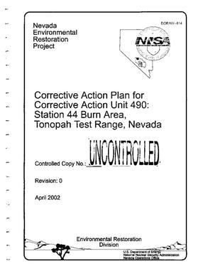 Corrective Action Plan for Corrective Action Unit 490: Station 44 Burn Area, Tonopah Test Range, Nevada
