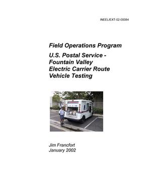 Field Operations Program - U.S. Postal Service - Fountain Valley Electric Carrier Route Vehicle Testing