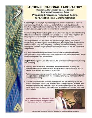 Preparing emergency response teams for effective risk communications.