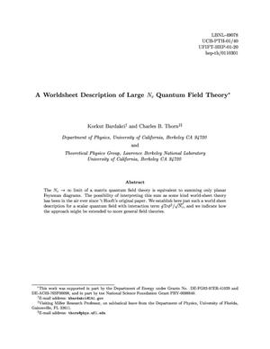 A worldsheet description of large N{sub c} quantum field theory