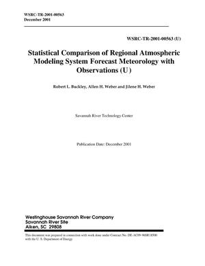 Statistical Comparison of Regional Atmospheric Modeling System Forecast Meteorology with Observations