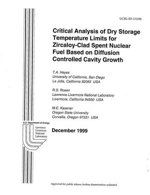 Critical Analysis of Dry Storage Temperature Limits for Zircaloy-Clad Spent Nuclear Fuel Based on Diffusion Controlled Cavity Growth