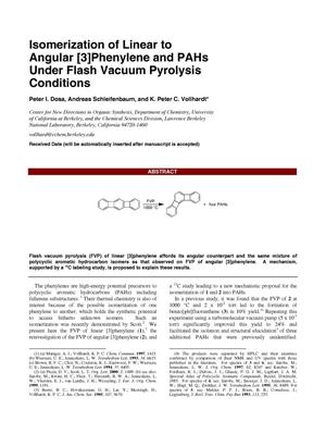 Isomerization of linear to angular [3]phenylene and PAHs under flash vacuum pyrolysis conditions