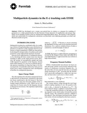 Multiparticle dynamics in the E-phi tracking code ESME