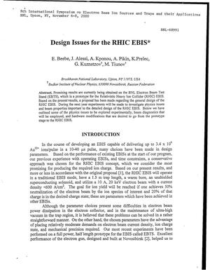 Design Issues for the RHIC EBIS