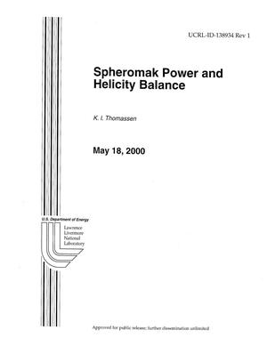Spheromak Power and Helicity Balance
