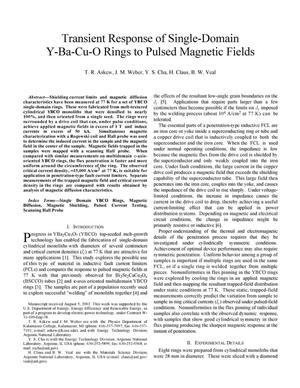 Transient response of single-domain Y-Ba-Cu-O rings to pulsed magnetic fields.