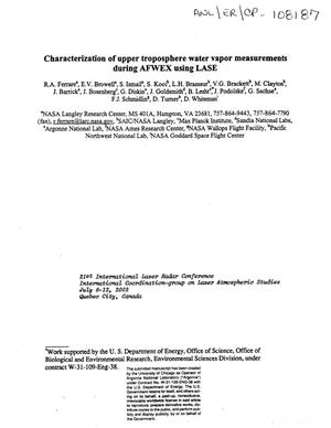 Characterization of upper troposphere water vapor measurements during AFWEX using LASE.