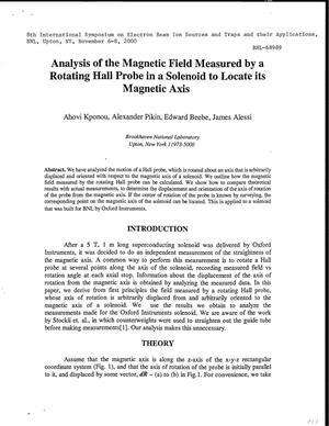 Analysis of the Magnetic Field Measured by a Rotating Hall Probe in a Solenoid to Locate its Magnetic Axis