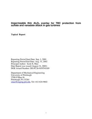 IMPERMEABLE THIN AL2O3 OVERLAY FOR TBC PROTECTION FROM SULFATE AND VANADATE ATTACK IN GAS TURBINES