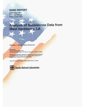Analysis of Subsidence Data from West Hackberry, LA