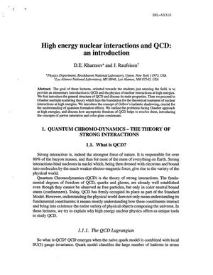 HIGH ENERGY NUCLEAR INTERACTIONS AND QCD : AN INTRODUCTION.
