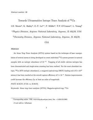 Towards ultrasensitive isotope trace analysis {sup 41}Ca.
