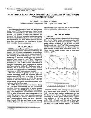 Analysis of Beam Induced Pressure Increases in Rhic Warm Vacuum Sections.