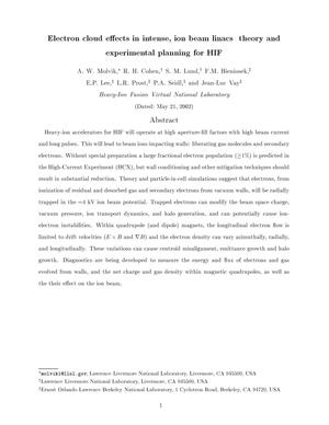 Electron cloud effects in intense, ion beam linacs theory and experimental planning for heavy-ion fusion