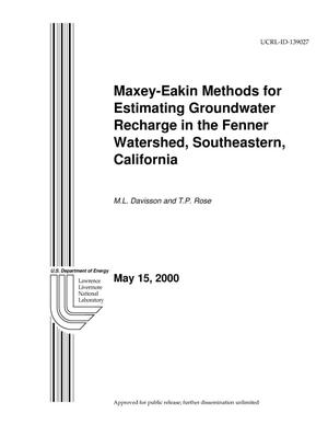 Maxey-Eakin Methods for Estimating Groundwater Recharge in the Fenner Watershed, Southeastern California
