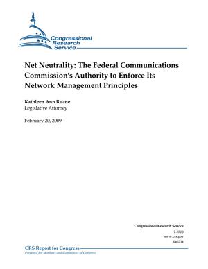 Primary view of object titled 'Net Neutrality: The Federal Communications Commission's Authority to Enforce Its Network Management Principles'.